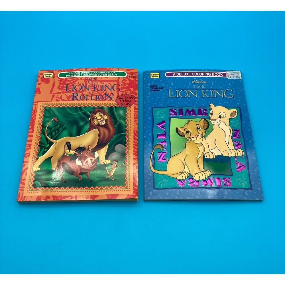 Vintage Lion King Colouring Books 1990s Golden Books Set Disney Unused